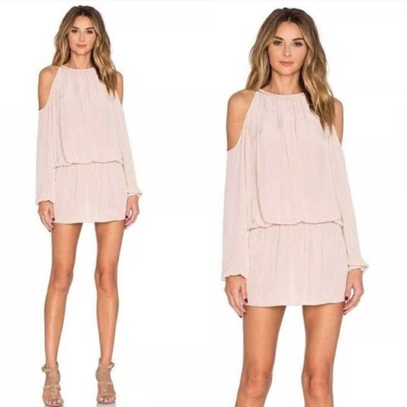 Ramy Brook Lauren Cold-Shoulder Blouson Dress In Blush Pink Size M - Picture 1 of 11